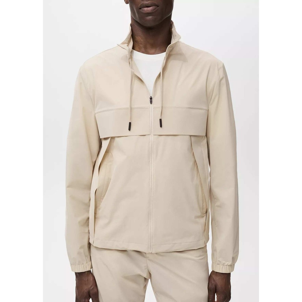 Mango Performance Coolmax Windbreaker Jacket Beige Tan Full Zip Mens Small